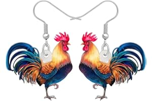 Acrylic Drop Rooster Chicken Earrings Funny Design Lovely Gift For Women By The Bonsny