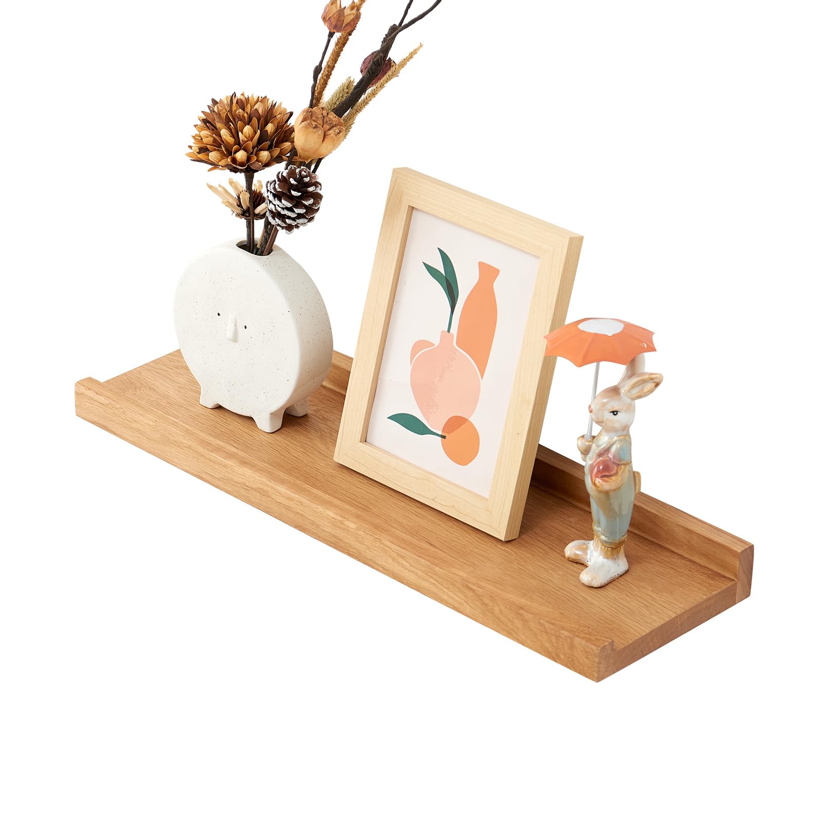 Photo 1 of Rsuwiz Oak Floating Shelves for Wall 16 Inch (Width 4"), Natural Wood Wall Shelves Display Picture Ledge Shelf for Living Room Bedroom Bathroom Kitchen Office Decor and Storage