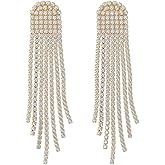 Aloha Earrings Non Pierced Clip On Crystal Tassel Statement Dangling Earrings