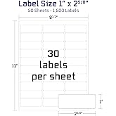 Easy Peeling Printable Address Shipping Labels, 2.625" x 1" | Customizable Sticker | White | 1500 Blank Mailing and Shipping Labels | Inkjet and Laser Printer Guaranteed | Blank Labels