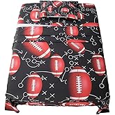 ADASMILE A & S American Football Sheets Twin for Boys Kids Sports Bedding Set Rugby Sheet Set Red Black White Design Ball Games Bed Cover with Pillow Sham Soft Microfiber Bedroom Decor Gift for Boys