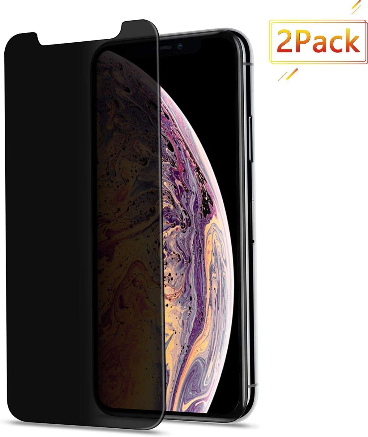 iPhone Xs Max Privacy Screen Protector, GPROVA Anti Spy Anti-Glare Ballistic Tempered Glass HD 2.5D Curve Edge Full Screen Protector Design for iPhone Xs Max and iPhone Xs Max 6.5" (not Full Screen)