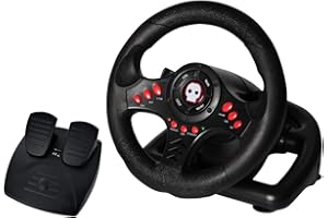 Numskull Multi Format Steering Wheel with Pedals - For Playstation 3, PS4, PC, and Xbox One - Realistic Steering Wheel Controller Accessory for Console