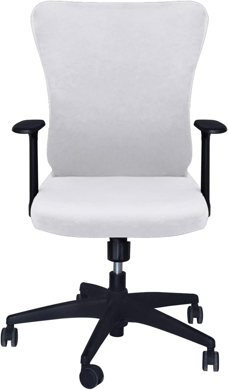 SARAFLORA Velvet Office Chair Covers Stretch Washable Computer Chair Slipcovers for Universal Rotating Boss Chair Large Size White