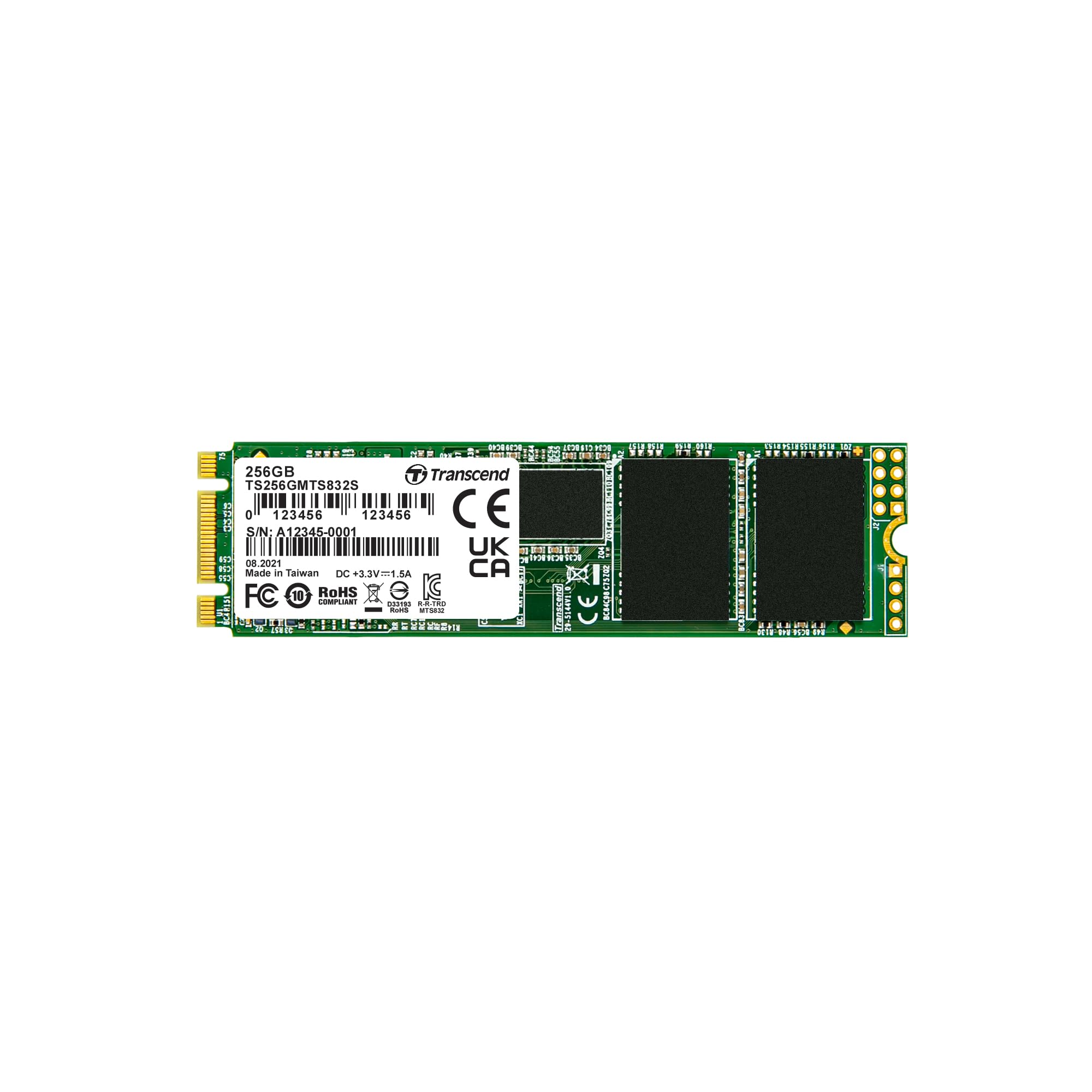 Transcend 256GB MTS832S M.2 2280 SATA III 6 Gb/s Internal Solid State Drive 3D TLC NAND with DRAM Cache Single-Sided Ultra Slim- TS256GBMTS832S