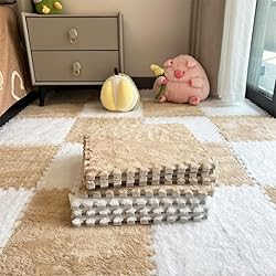 12Pcs Interlocking Carpet Tiles,12"x 12" Plush