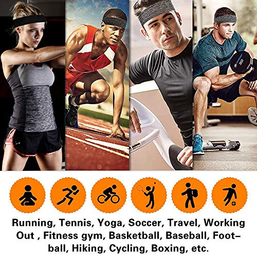 DOMEI 4PCS Mens Athletic Headbands Workout Sweat Bands Headbands Men Fitness Hair Band for Running, Cycling, and Football