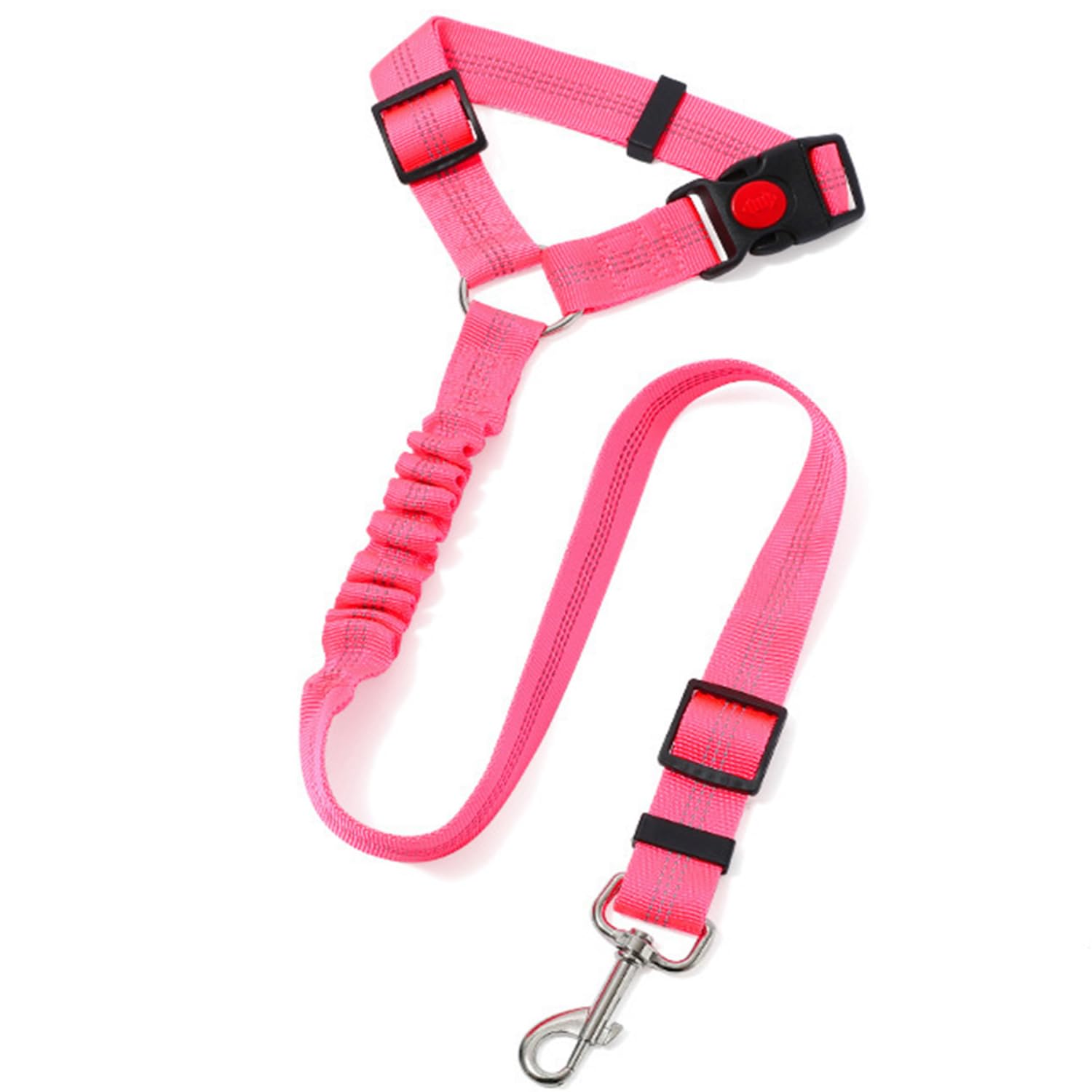 Dog Seat Belt Car Harness Seatbelt for Pet Cars Safety Lead Adjustable Clip Restraint Headrest Elastic Bungee No Tangle Leash for Small Medium Puppy in Vehicle Travel (Pink)