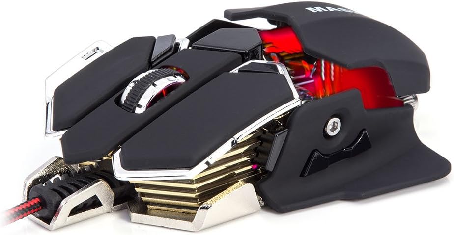 Masione Gaming Mouse Black 4800DPI USB Wired 4 Color Changing LED Pro Gaming Mouse mice for PC Laptop