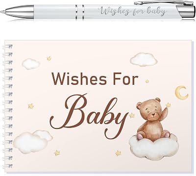 Tenare Baby Shower Guestbook with Pen Bear Theme Wishes for Baby 30 Sheets