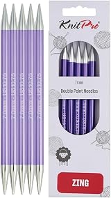 KnitPro Zing Double Pointed Needles 6 inch 7.00mm Aluminium