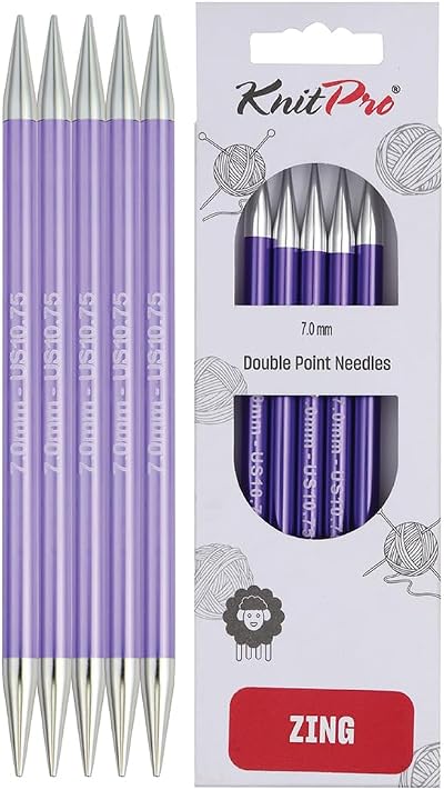 KnitPro Zing Double Pointed Needles 6 inch 7.00mm Aluminium