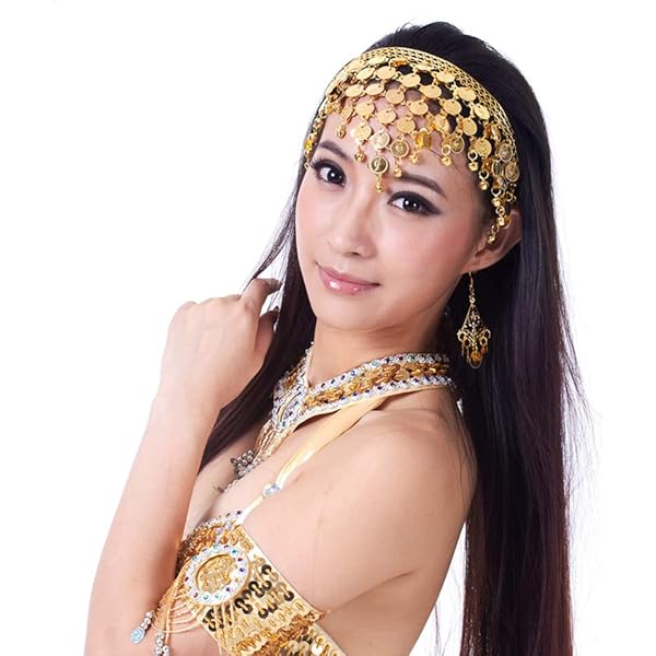 Amazon.com : Girls Belly Dance Hair Hoop Indian Gold Plated Dance