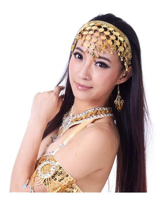 Amazon.com : Girls Belly Dance Hair Hoop Indian Gold Plated Dance