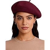 Sumolux Women Beret Hat Wool Vintage French Solid Color Classic Winter Cap