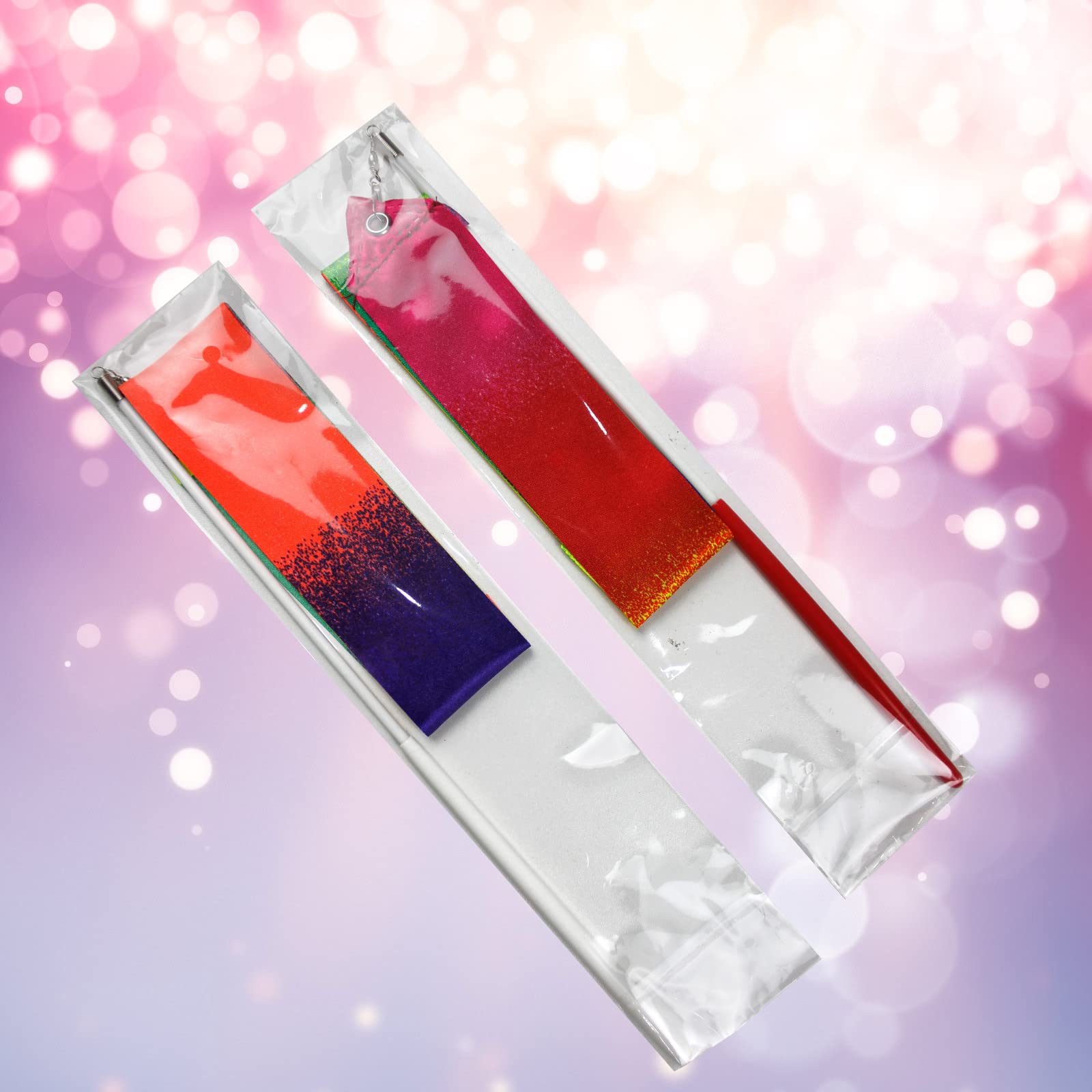 Aphrordity 2 Pcs Rhythmic Ribbon Dancer 78.7 Inch Sparkling Dance Ribbon Twirling Ribbon,for Kids Artistic Dancing Training Circus Carnival Shows