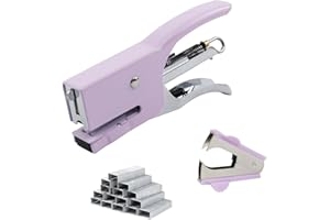 Aacehlh Small Hand-held Stapler Set, 15 Sheet Capacity, includes 750Pcs Staples and A Staple Remover, Mini Desktop Stapler for Office, School, Home or Travel Use. (Purple)