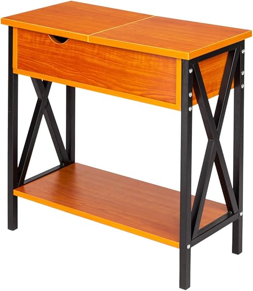Amazon Com Flip Top End Table With Storage Shelf Wooden Sofa Side