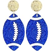 Glitter Football Dangle Drop Earrings Game Day Statement Cheer Earrings Accessories Football Sport Jewelry for Women