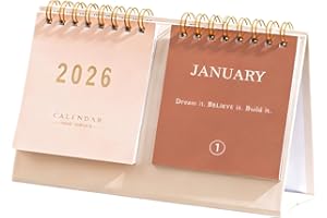 2026 Motivational Desk Calendar, Two-in-One Design with Writeable Tear-Off Monthly Pages & Inspirational Quotes, 12-Month Des