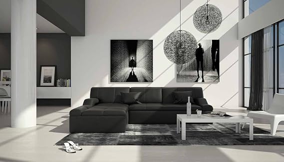 SalesFever Polster-Ecke mit Kunstleder Bezug schwarz 240x235 cm | Varegua-L | Design Sofa-Garnitur in L-Form Recamiere Links 