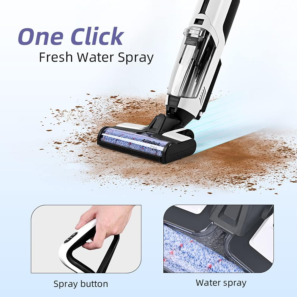 Wet Dry Vacuum, AlfaBot T36 Cordless Floor Vacuum Cleaner and Mop for Hardwood Floor & Area Rugs, Lightweight Wet-Dry Floor Cleaner with Self Cleaning, One-Step Cleaning/Voice Assistance: Home & Kitchen