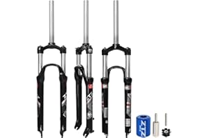 Exceedhub 26/27.5/29 Inch MTB Suspension Fork, Travel 120mm, 28.6mm Straight Tube QR 9mm, 100mm Spacing Hub, Crown Lockout Aluminum Alloy Shock Absorber XC Mountain Bike Front Fork