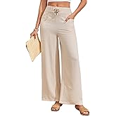 Oymyakon Women's Palazzo Lounge Pants Summer Casual Loose Drawstring High Waisted Wide Leg Pants Beach Trousers