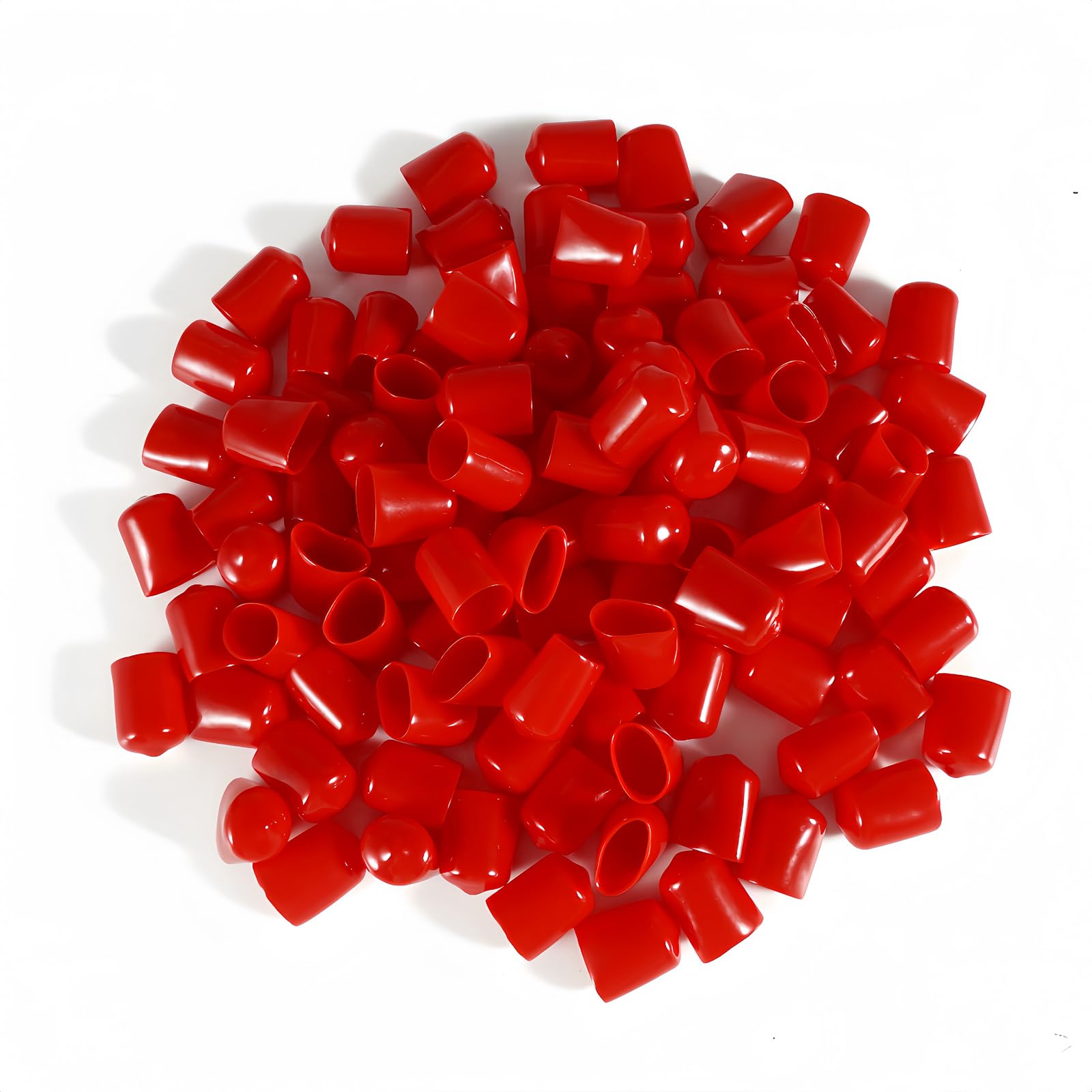 Boxonly Screw Thread Protectors PVC Rubber Round Tube Bolt Cap Plastic End Cap Cover Inner Dia.35mm Red 100Pcs