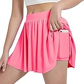 EXARUS Girls Tennis Skirts with Pockets Kids Athletic Skorts Golf Cheer Mini Tiered Skirt High Waisted Shorts 6-14Y