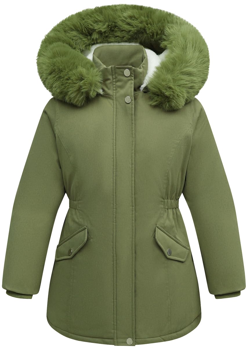 CICVSOC Girl's Long Coat Waterproof Winter Kids Outerwear Warm Parka Puffer Jacket with Hood Image