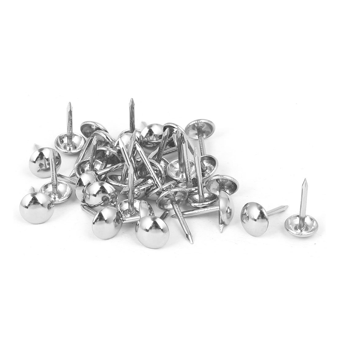 sourcingmap 8mm Head Dia 15mm Height Upholstery Nail Thumb Tack Push Pin Silver Tone 35pcs
