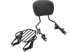 PEGSTREAMLINER Black Detachable Passenger Backrest Sissy Bar Upright w/ 2 Up Luggage Rack Fits For Harley Touring Road King Street Road Electra Glide 2009-2025 2021 2021 2018