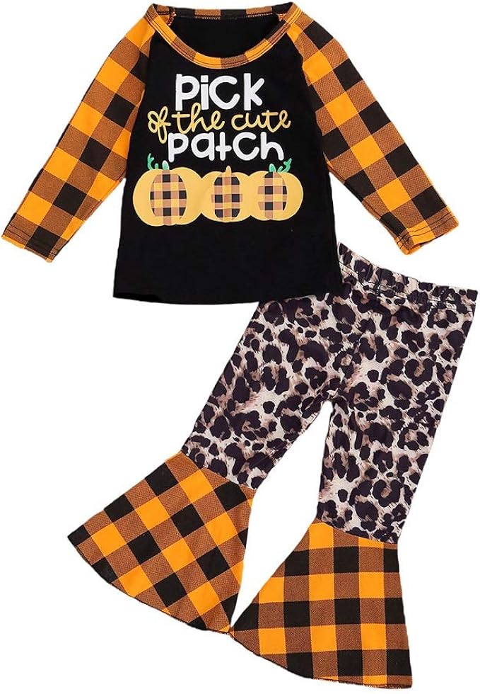 Amazon.com: 2PCS Toddler Baby Girl Halloween Plaid Outfits Infant ...