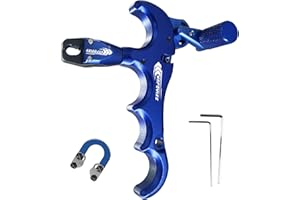 xxiaojun Compound Bow Aid Releaser and D Loop Rope，Adjustable Can Rotate 360° Thumb Release Bow Aluminum Alloy Aids，Archery Release Aids