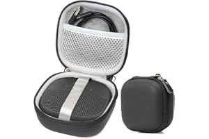 WGEAR Matte Black Protective Case for Bose SoundLink Micro Bluetooth Speaker, Best Color and Shape Matching, Featured Secure and Easy Pulling Out Strap Design, Mesh Pocket for Cable and accessorie