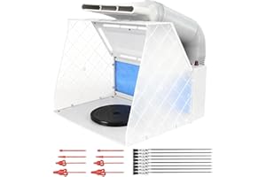HUBEST Airbrush Spray Booth Airbrush Paint Booth,Adjustable Powerful Fan and 8 LED Lights,3-layerFilter with 7.5"Turntable,16PCS Alligator Sticks Airbrush Booth for Painting Model Craft DIY