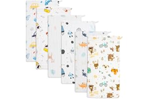 norinori Baby Burp Cloths Muslin Washcloths 6Pack - Muslin Burp Cloths Hanky Large 20''x10'' Extra Soft Absorbent Baby Burp Rags for Newborn 100% Cotton for Boys Girls Gift 6 Layers Machine Washable
