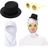 Chicingyou 3 Pcs Living Halloween Clown Dead Joker Costume Cosplay Accessory Adult Sunflower Glasses Daisy Black Hat White Mask Scary