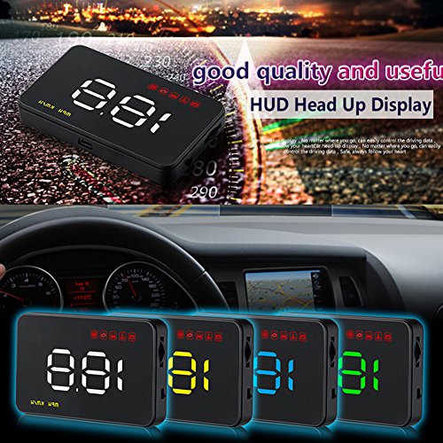 Car HUD, Junda Head UP Display Digital Car Speedometer Overspeed Alarm Measure Driving Speeding Warning Projector For All Cars - Thumbnail 3