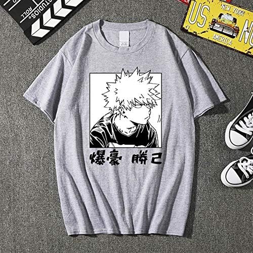 Anime My Hero Academia Bakugou Katsuki Casual Summer Harajuku Flojo Camiseta for Hombres/Mujeres