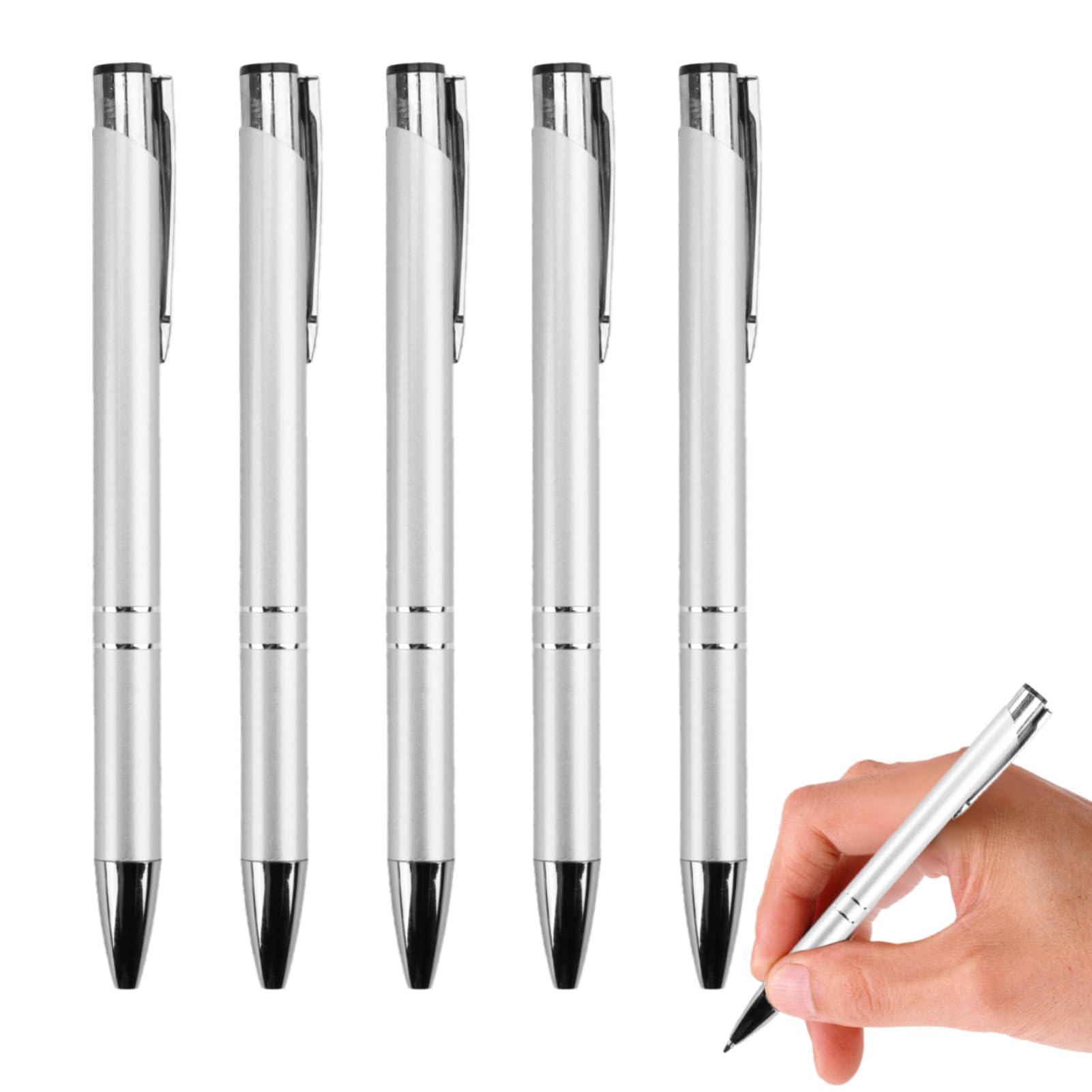 5Pcs Metal Ballpoint Pens Retractable Black Ink Writing Pens 1 mm Quick Drying Smooth Luxury Business Stationery Pen Students Back to School Office Home Supplies Valentine's Day for Colleagues Teacher