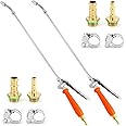 QWORK 2Pcs All Metal Replacement Sprayer Wand Kit - 29 Inch, Adjustable Nozzle, Brass Barbs Match 3/8'' & 1/4'' Hoses, Universal Sprayer Wand with Shut off Valve & 2 Hose Clamps