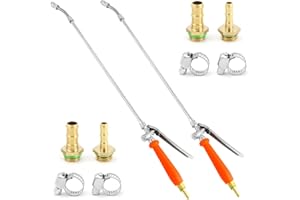 QWORK 2Pcs All Metal Replacement Sprayer Wand Kit - 29 Inch, Adjustable Nozzle, Brass Barbs Match 3/8'' & 1/4'' Hoses, Universal Sprayer Wand with Shut off Valve & 2 Hose Clamps