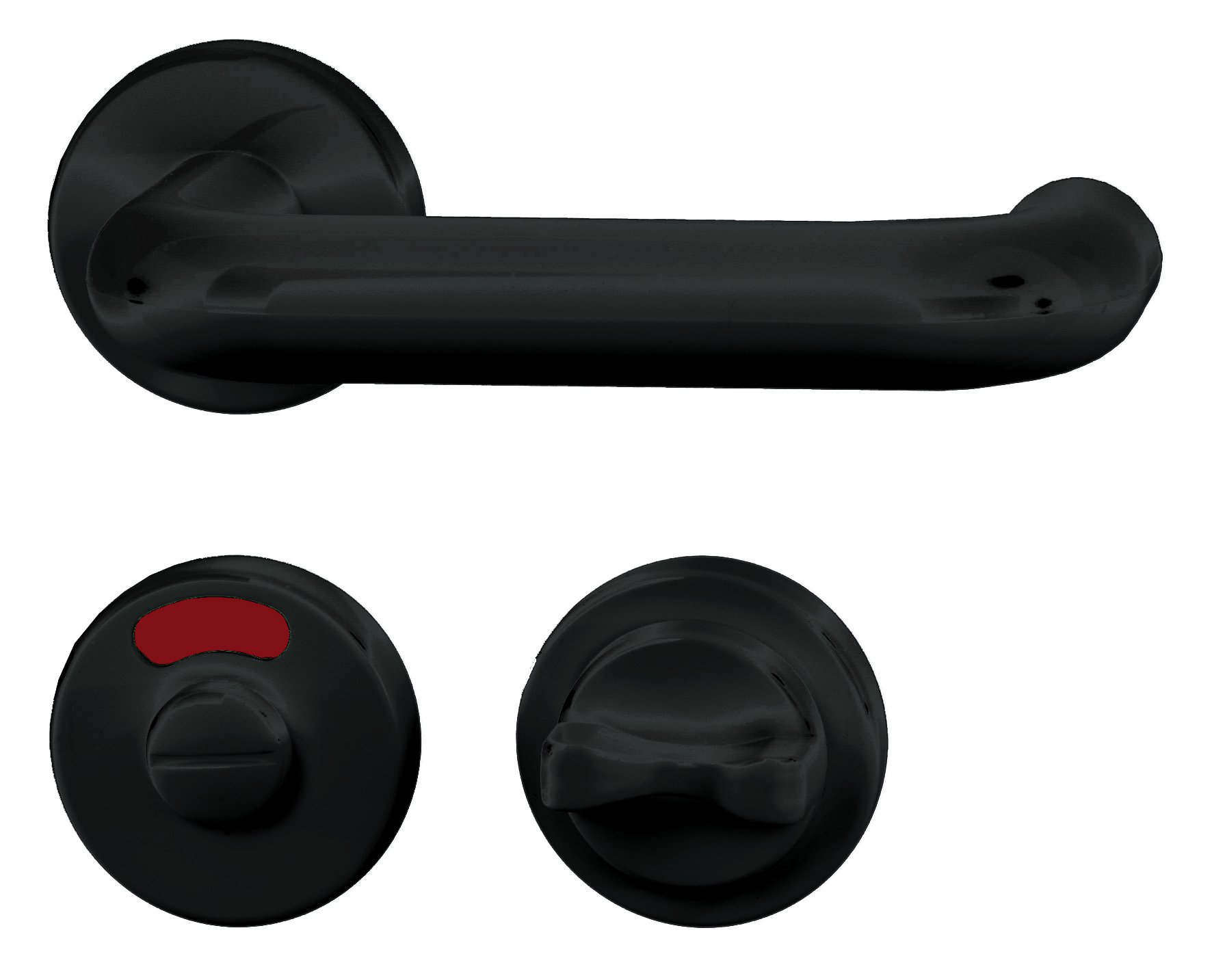 ALPERTEC Plastic – for Bathroom Doors Bathroom with Locking Bolts Includes Mounting Materials, Black, 40130250
