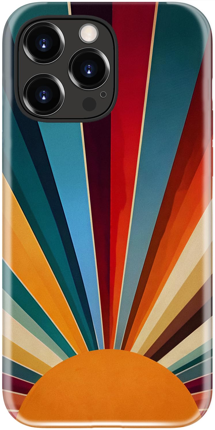 DEENAKIN for iPhone 13 Pro Max Case Cute,Aesthetic Retro Sun Vintage Hobo Groovy Phone Case, Compatible with Magsafe, Trendy Cool Retro Western Protective Slim Silicone Phone Cover for Women Girls