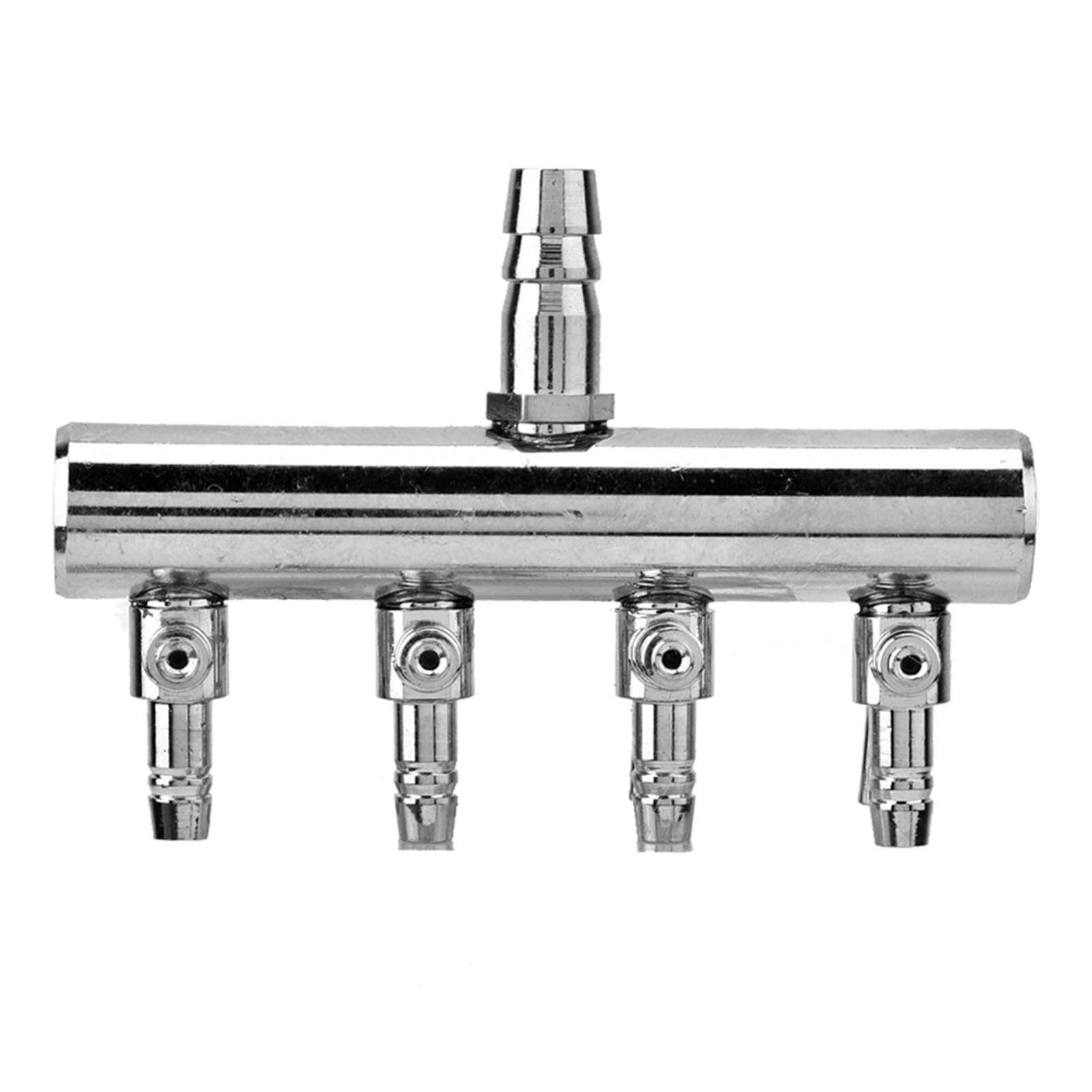 Stainless Steel 4-Way Air Flow Control Valve, Aquarium Air Pump Accessories Manifold Splitter Distributor with 8mm to 4mm Hose Connector for Fish Tank -