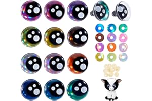 PH PandaHall 48pcs Kawaii Safety Eyes, 25mm Resin Craft Eye 12 Color Amigurumi Stuffed Animal Eyes Cartoon Crochet Eye for Cr