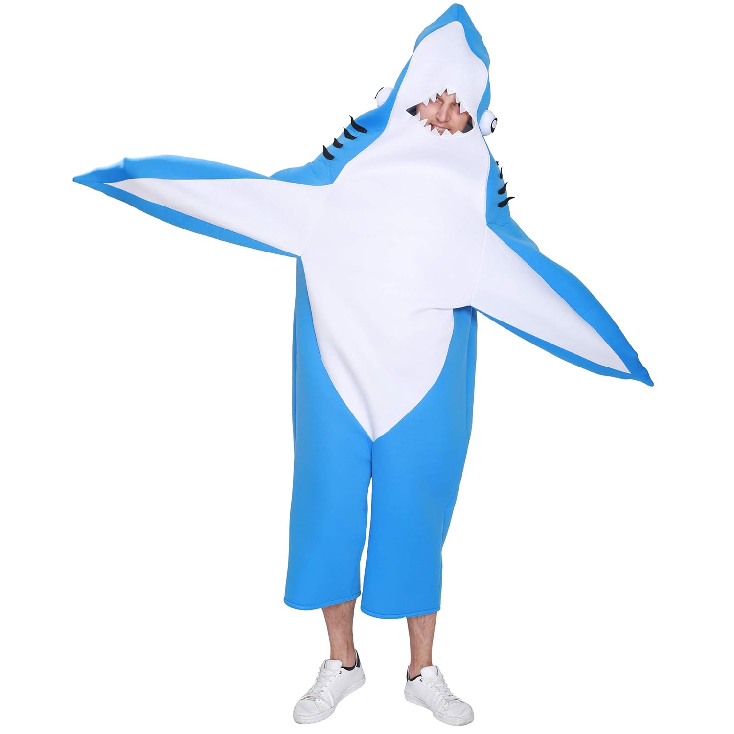 Eraspooky Adult Shark Costume Blue Mascot Party Funny Fancy Dress
