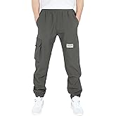 CAMLAKEE Boys' Cargo Joggers Pants Kids Elastic Waist Water Resistant Youth Outdoor Hiking Pants